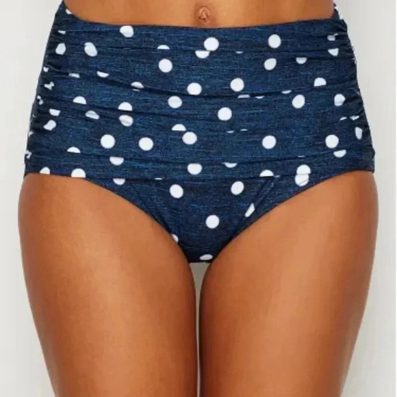 Polka Dot High Waisted Plus Size Bikini Bottom - Picture 1 of 4